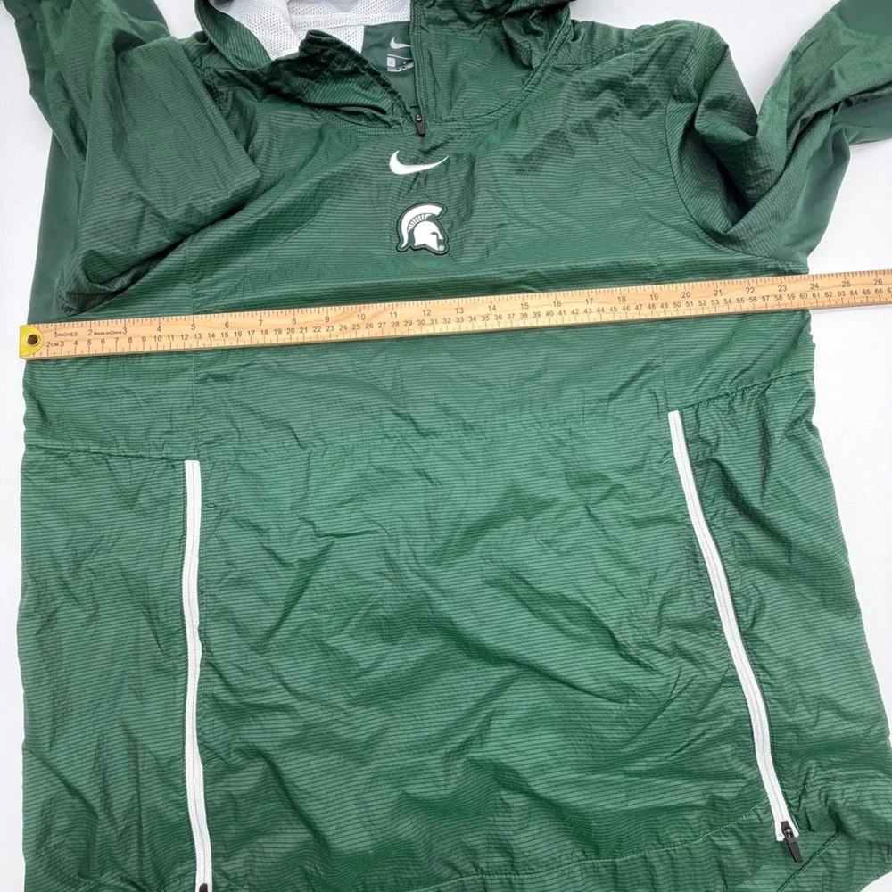 Nike Michigan State Spartans Windbreaker Jacket Men Large Green Quarter Zip Hood